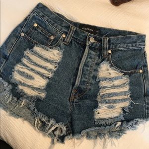 Mink pink slasher flick denim shorts